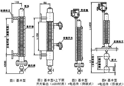 磁性遠傳液位計結構外形圖